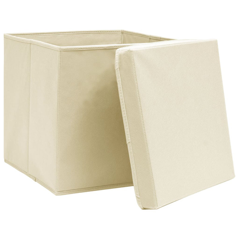Rebrilliant Fabric Decorative Bin, 28cm H x 28cm W x 28cm D, Cream