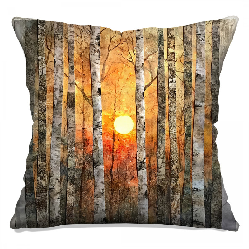 Birch Trees Sunset Double Sided Throw Pillows, 20 x 20 inches