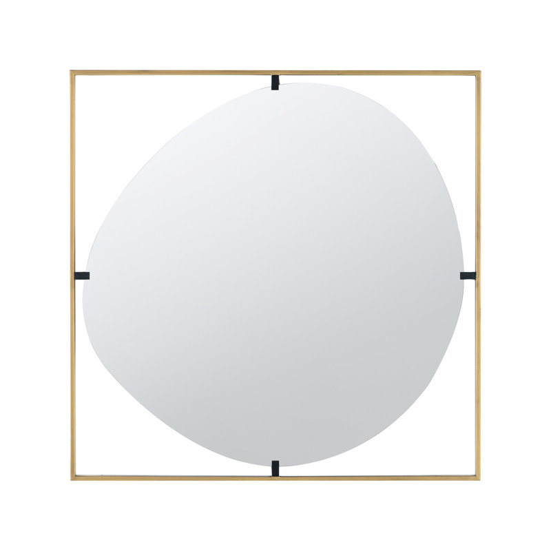 Miroir coquelicot en métal doré avec cadre en métal doré, 32 x 1 x 32 po