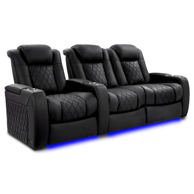 Upholstered Home Theater Seating with Cup Holder