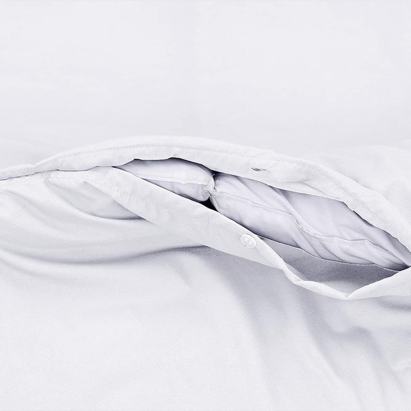 Cotton Blend Duvet Cover Set with Pillowcases, White/Grey, Double Duvet Cover + 2 Pillowcases