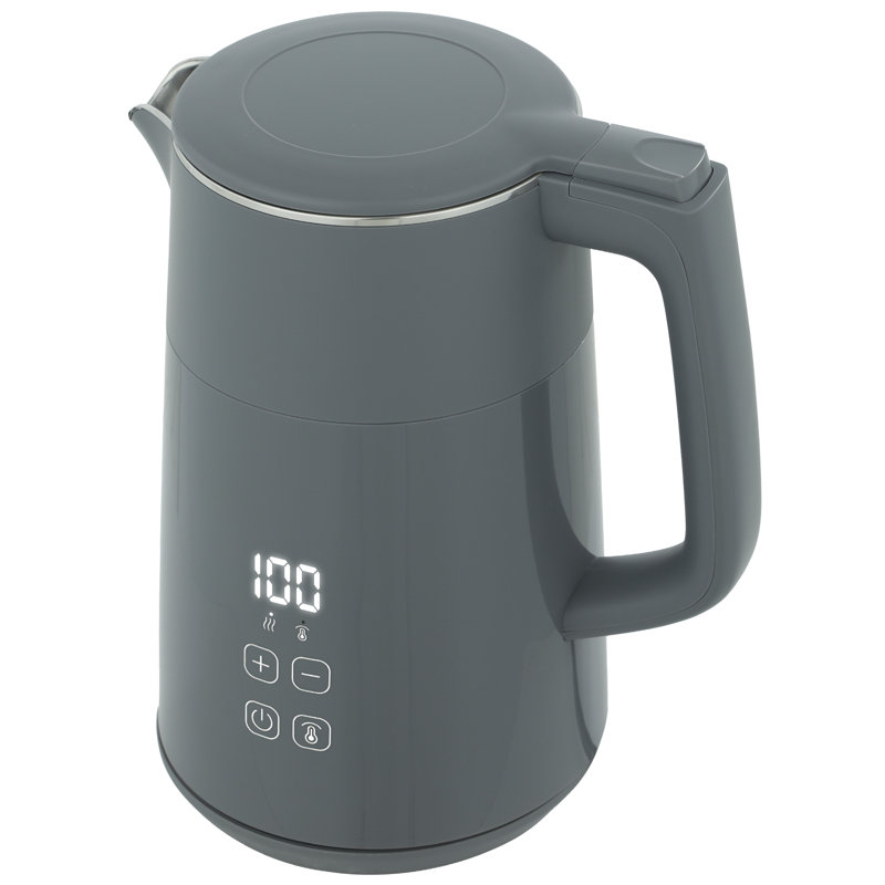 HOMCOM 1.7L Fast Boil 3000W Electric Kettle with LED Display, Grey/Silver