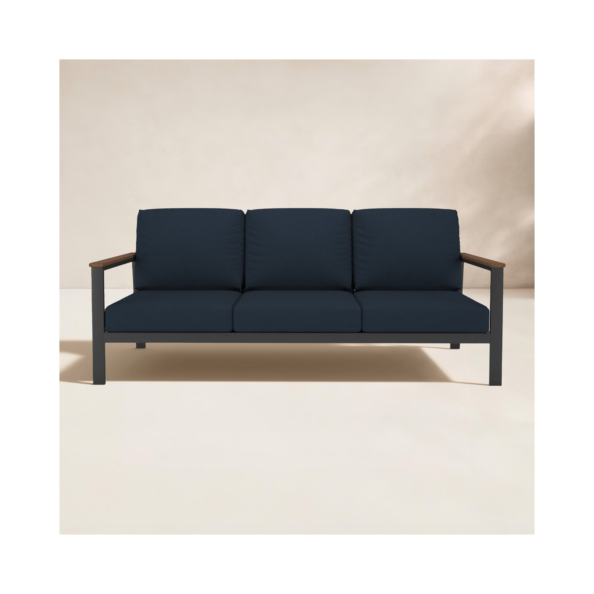 Townsend Outdoor Patio Sofa with Cushions, Canvas Navy Sunbrella® Canvas