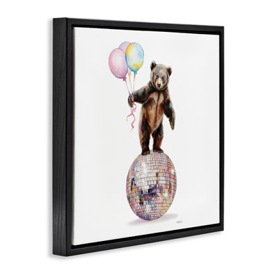 Cadre flottant avec ours et ballons, design par Amanda Greenwood