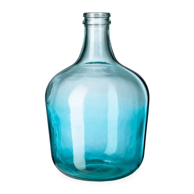 Vase de table en verre transparent/bleu Savard, H 17 po x l 10,5 po x P 10,5 po