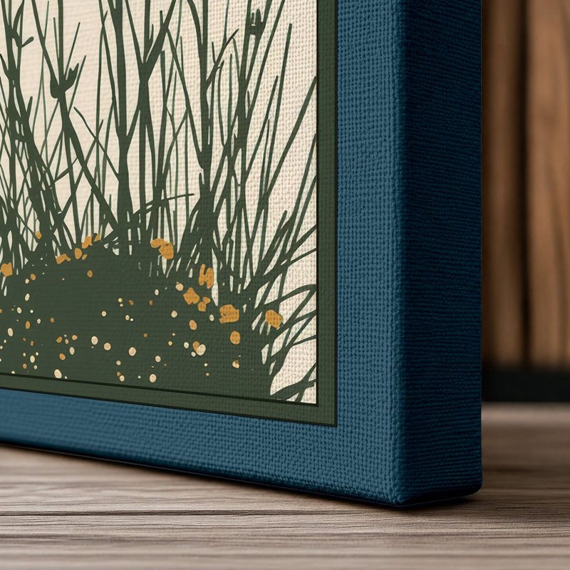 Wildflower Meadow Botanical - Wrapped Canvas, 30x20 - 76.2 x 50.8 cm, Teal Border