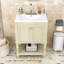 Meuble-lavabo autoportant élégant avec lavabo en céramique, tablette ouverte et rangement fermé-867194057