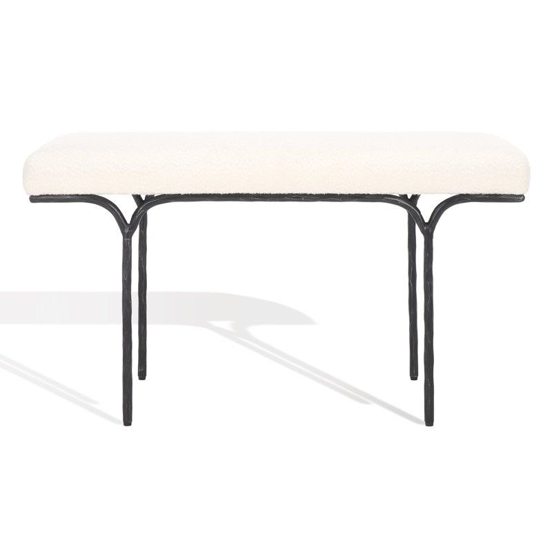 Poviones Boucle Upholstered Bench, 20" H x 36" W x 16" D, Black