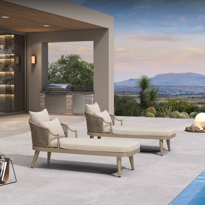 Chaise longue d'extérieur PURPLE LEAF, chaise longue de patio avec assise rembourrée et accoudoirs confortables, chaises longues de piscine ergonomiques en aluminium pour terrasse et bord de piscine.