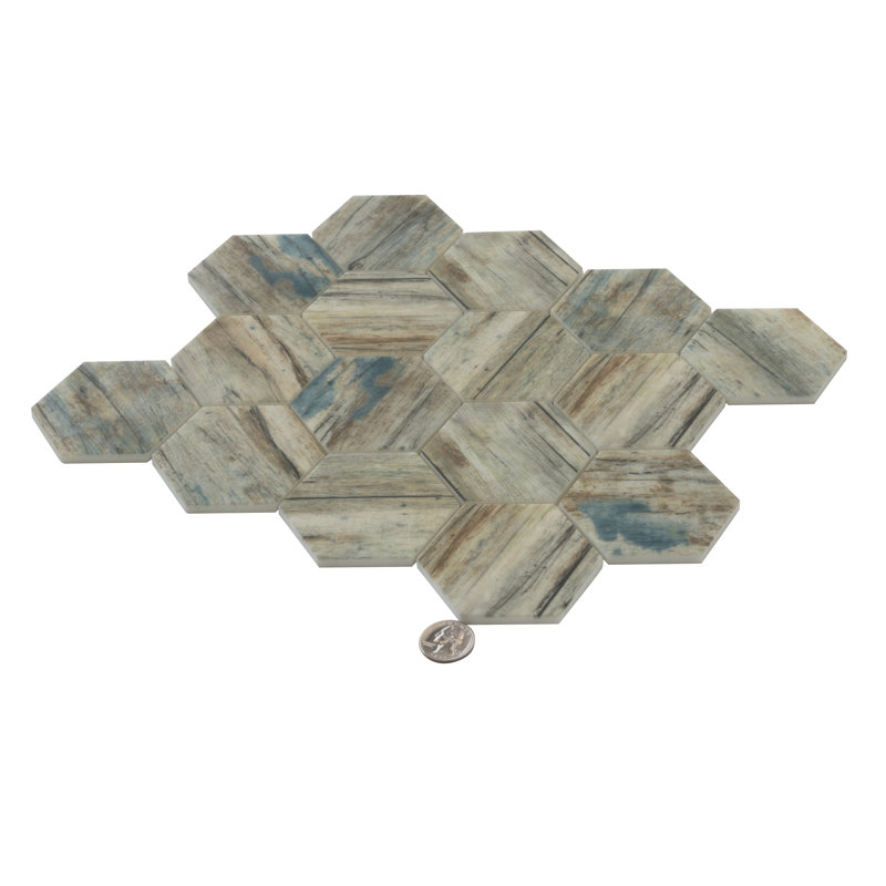 2.8" x 2.8" Glass Mosaic Wall & Floor Tile, Blue Wood