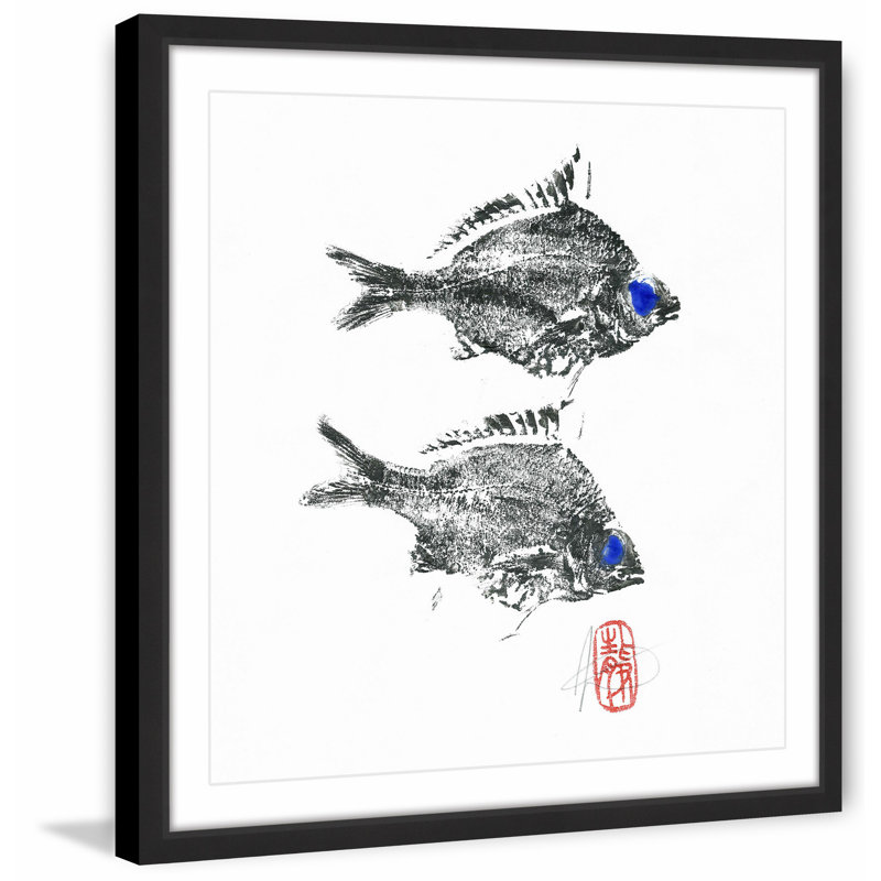 Black Framed Square Fish Print on High-Resolution Paper