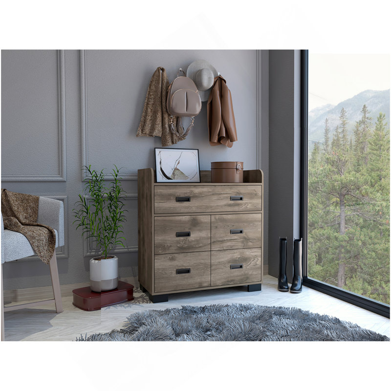 Commode 5 tiroirs Edgemont brun foncé, Marron foncé