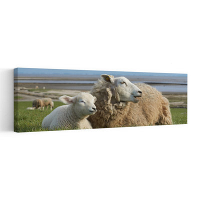 «Peaceful Ewe And Lamb Abstract Contemporary Landscape Nature», art mural