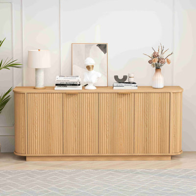 Buffet de rangement ondulé de 63 po à deux portes avec tablettes réglables, idéal pour la cuisine, le salon, le couloir - rangement polyvalent