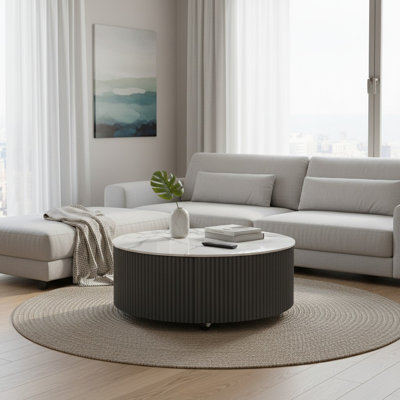 Table basse ronde avec rangement