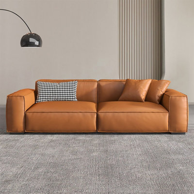 Orange Genuine Leather Modular Sofa cushion couch
