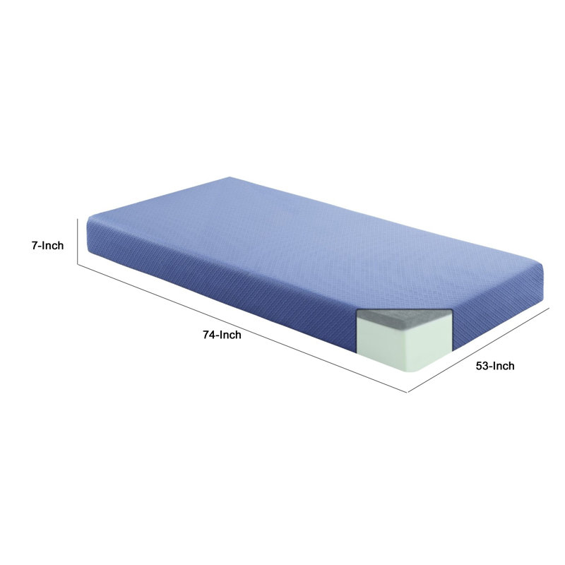 Matelas double Fia avec 1 oreiller, mousse viscoélastique imprégnée de gel et thé, bleu 7 pouces