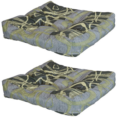 Outdoor Patio 20" x 20" Square Tufted Seat Cushion Set - Neutral Abstract