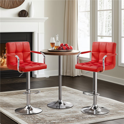 Pete Swivel Upholstered Adjustable Height Counter Stool with Metal Frame