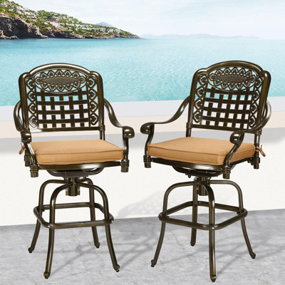 Powder Coated Aluminum Outdoor 25.5'' Counter Stool with Cushion