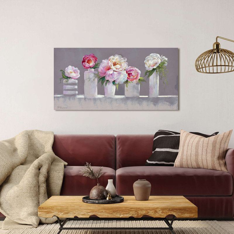 Shabby Elegance Panel: Flowers In Bottles by Nel Whatmore - Print, 60cm H x 120cm W x 4cm D