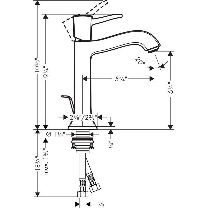Robinet à un trou Hansgrohe Metropol Classic 160 avec ensemble de drain, 1,2 gal / min, Bronze brossé