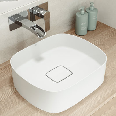 Lavabo de salle de bain VIGO UltraThin ™ L 16 po x l 14 po blanc mat Matte Stone ™