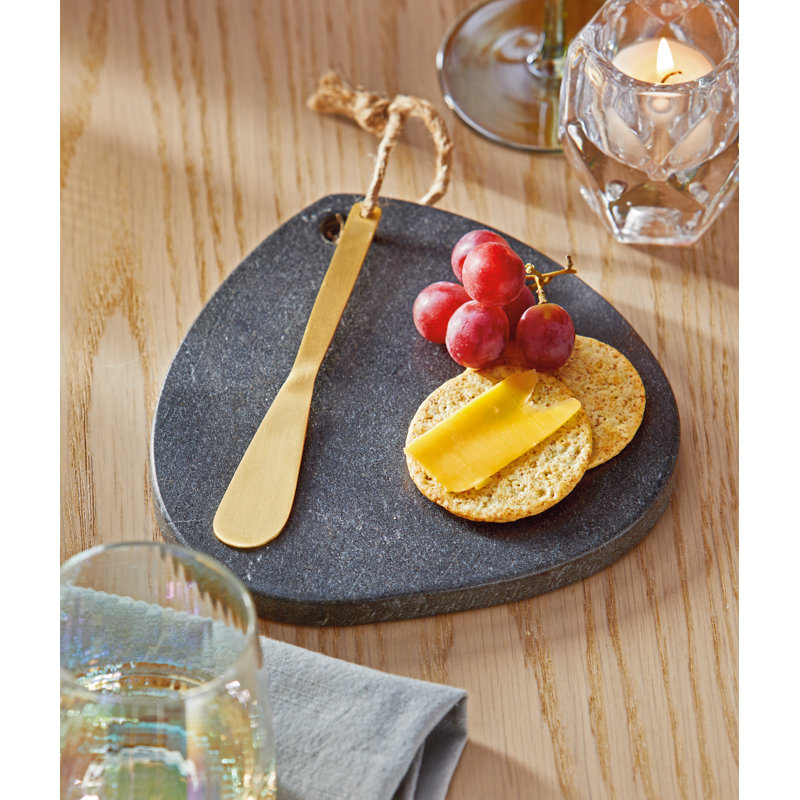 Marble Teardrop Serving Board with Spreader