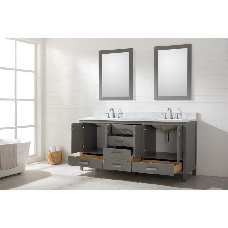 Ensemble de meuble-lavabo double 72 po Oberlander, Gris