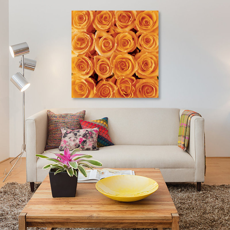 « orange rose creation », impression sur toile, H 12 po x l 12 po x P 0,75 po, Toile tendue, Pas de tapis