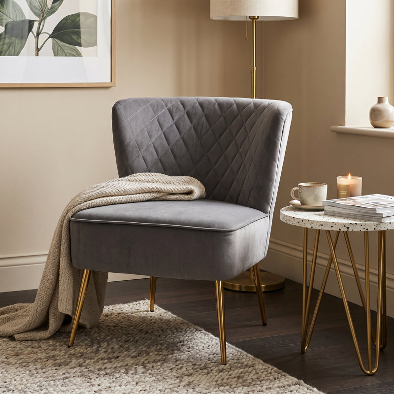 Chaise d'appoint en velours Tru, Velours gris