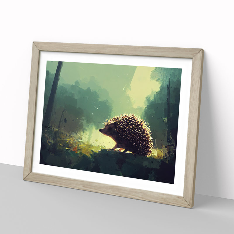 Hedgehog Vol.2 - Single Picture Frame Painting, 46cm H x 64cm W x 2cm D, Oak
