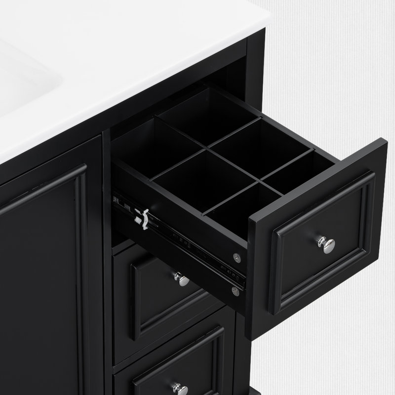 36" Freestanding Bathroom Vanities with Soft-close Doors, Single Sink Included, Black