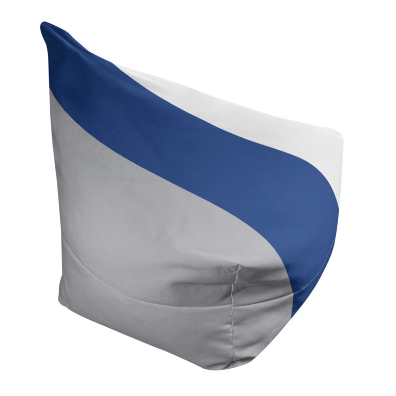 Bean Bag Chair & Lounger, 31" x 38" x 42", Gray/Royal Blue/White
