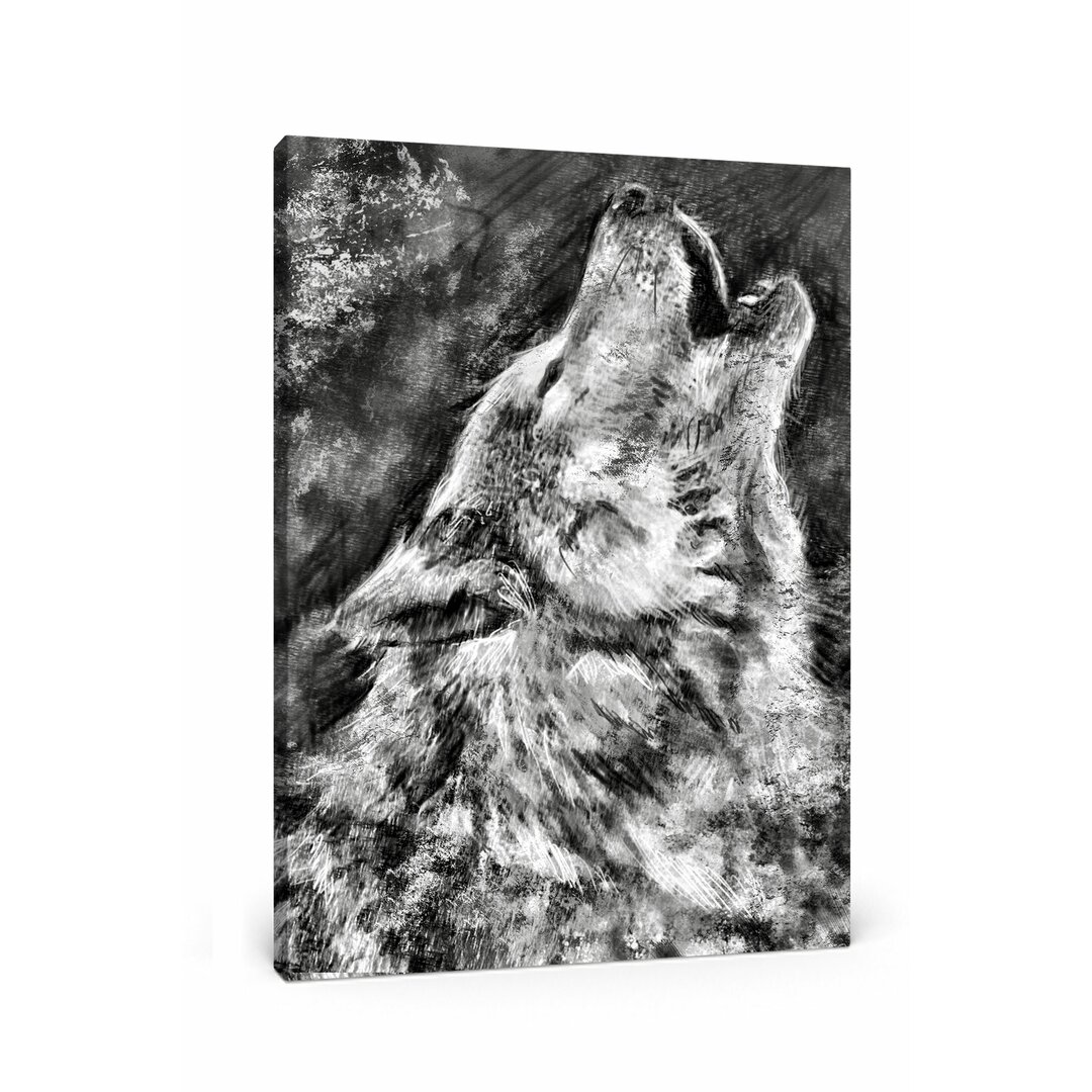 Leinwandbild Heulender Wolf Kunst