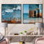 Beach Pier Urban Waterscapes - ensemble de 2 collages carrés carrés-781943363-781943362