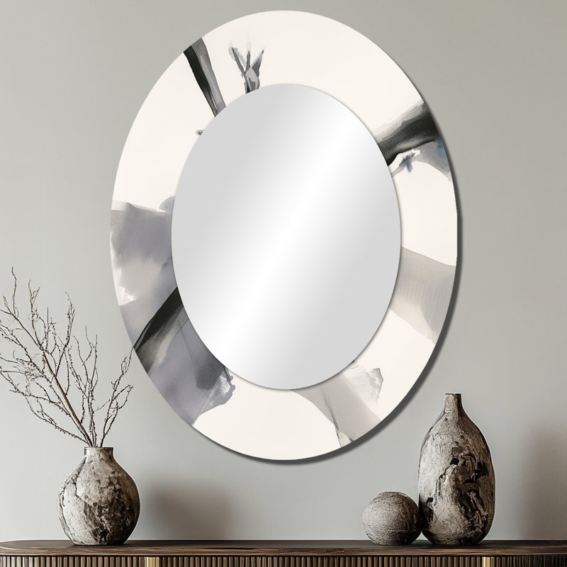 Miroir mural abstrait abstrait neutre III - noir, 40 po x 30 po