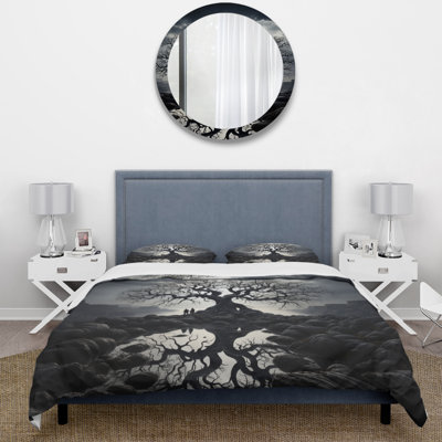 The Contrast Tree Monochrome II BeddingMicrofiber / Polyester Duvet Cover Set