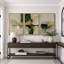 «Sage Green Gold Layered Block Abstract Art», images de salon, impression sur toile encadrée, 3 pièces-131500769-131500772