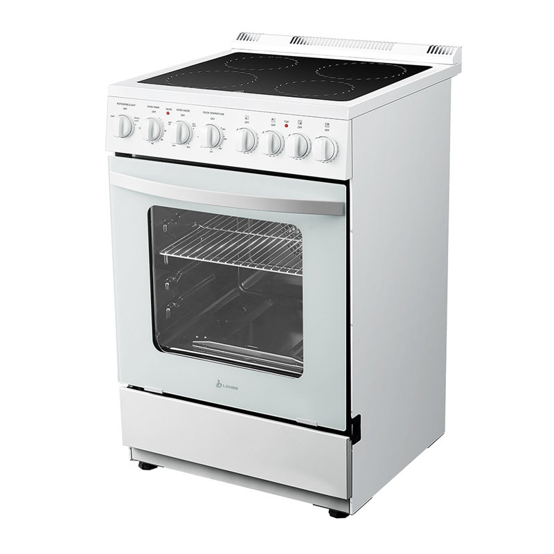 Lanbo 24 inch Freestanding Electric Range with Rotisserie and True Convection Oven, White