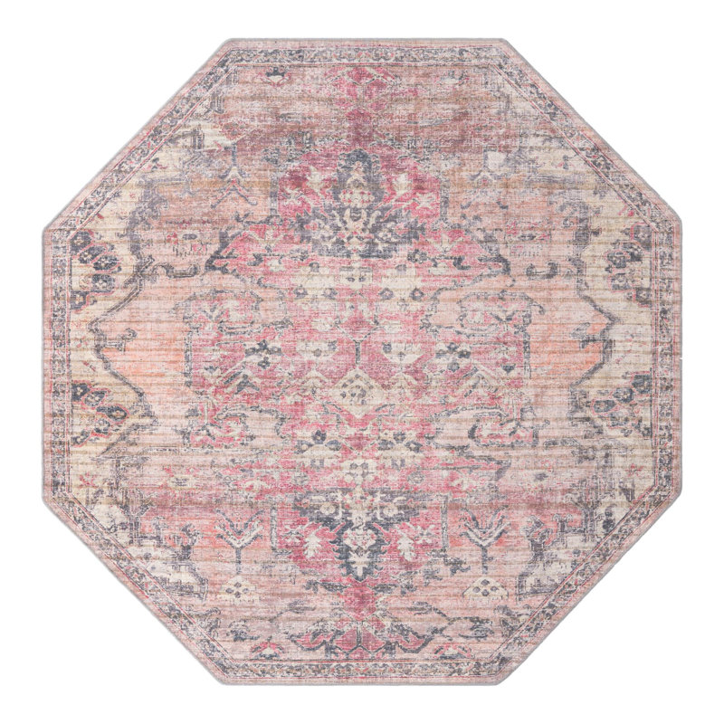 Engelman Washable Oriental Indoor Rug, Octagon 7'10" x 7'10"