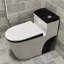 Toilette anti-odeur silencieuse 1,6 gallons à double chasse noire et blanche (siège inclus)