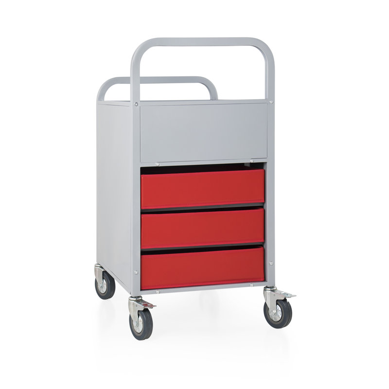 Mobile Storage Utility Cart with Bins and Casters