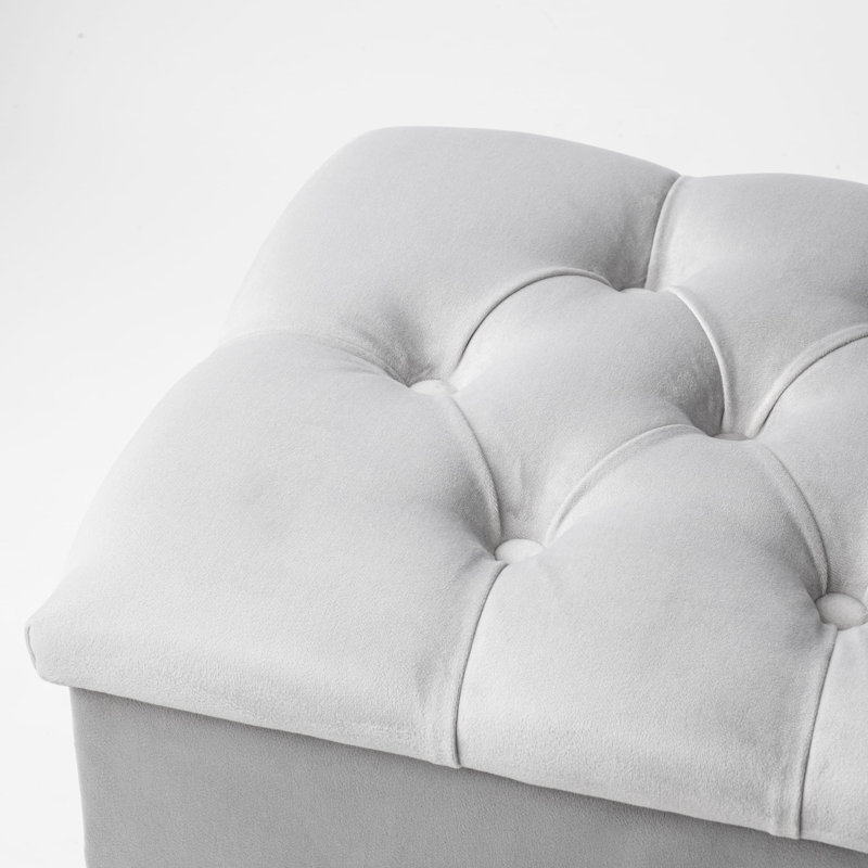 Hulse Velvet Upholstered Storage Bench, H44 x W60 x D40cm, Grey