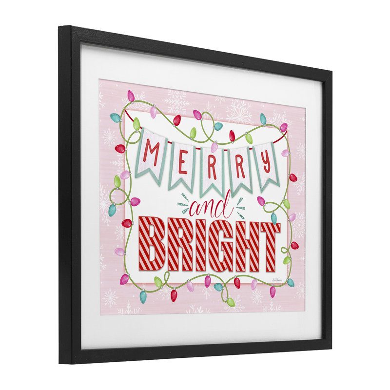 «Pastel Pink Merry & Bright», reproduction encadrée sous verre, design par Nicole Tamarin, H 13 po x l 16 po
