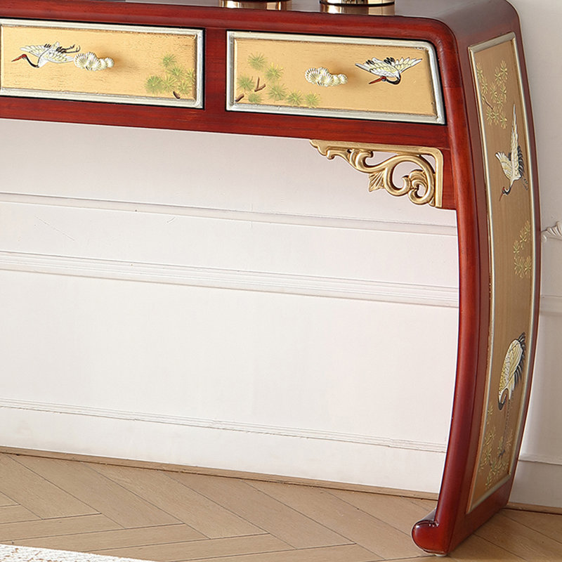 Retro Hand Drawn Console Table With 4 Drawers