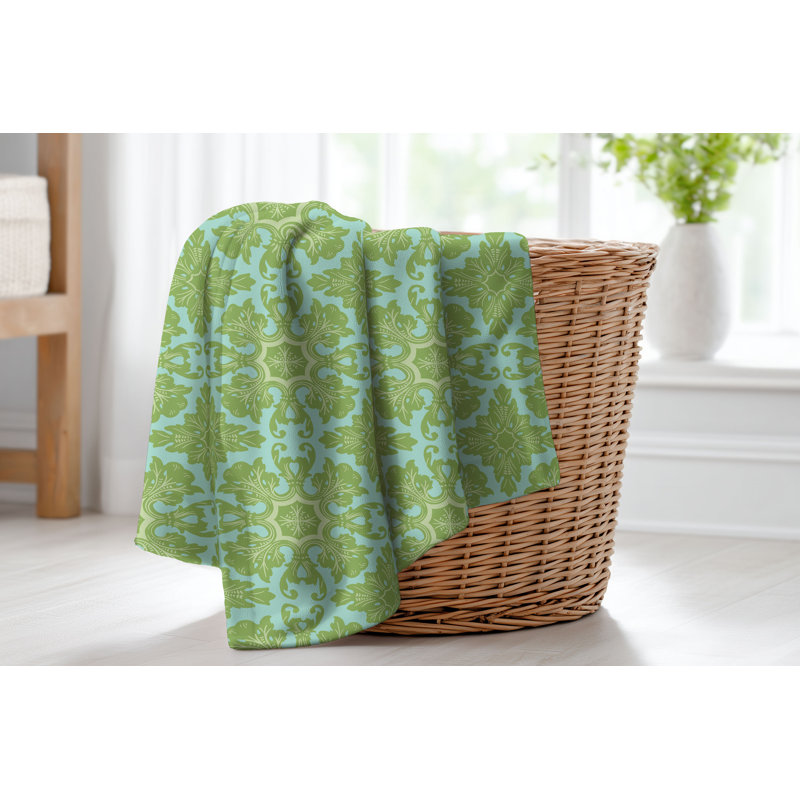Couverture en velours de velours de damas, L 60 po x l 50 po, Vert