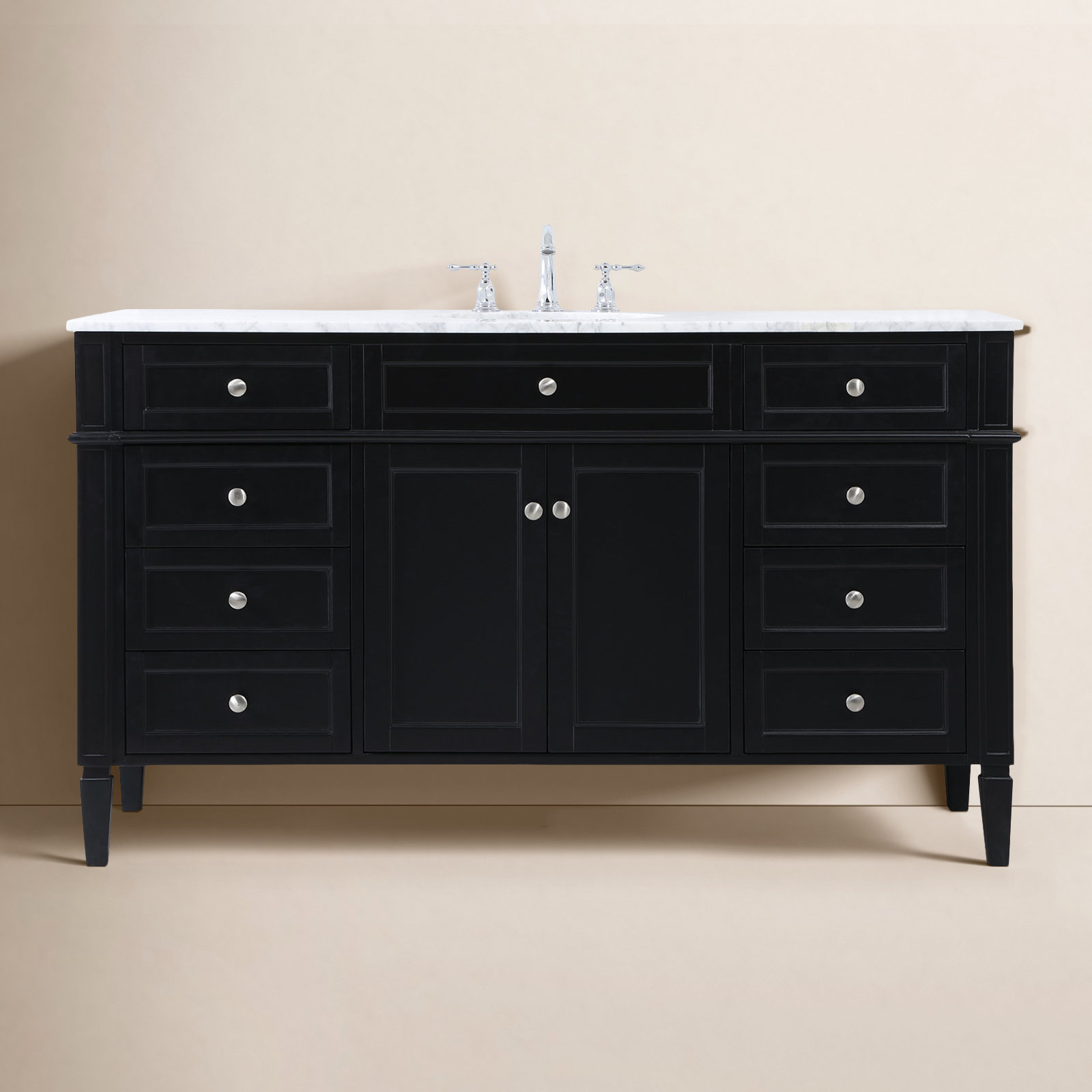 Rivers 60'' Single Bathroom Vanity, Black