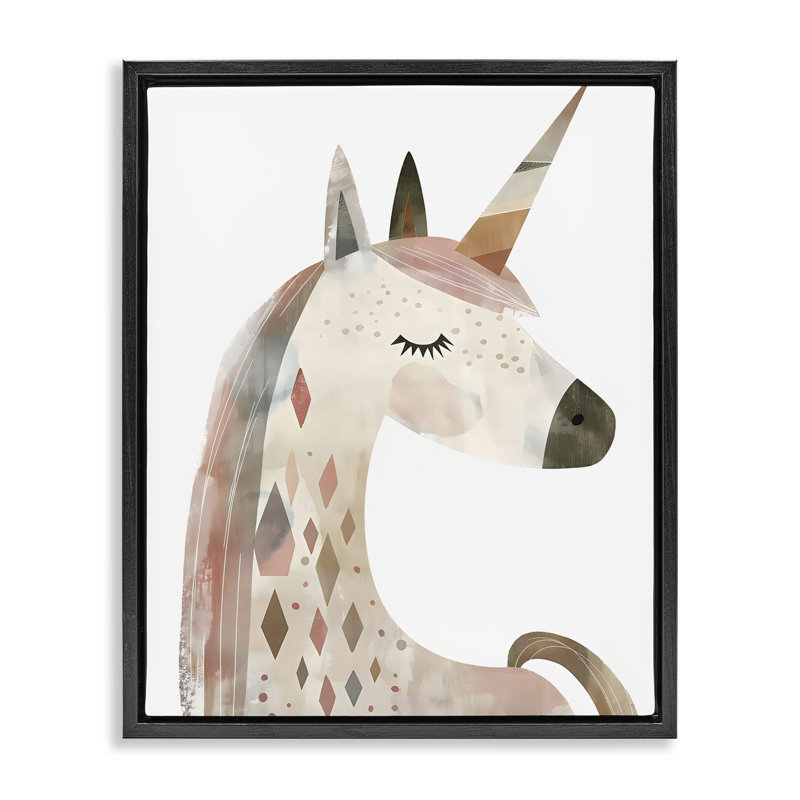 Licorne neutre avec cadre flottant formes, design by Creative Studio, Cadre flottant noir de jais, H 21 po x l 17 po
