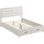 Coastal White Eastern King Panel Bed With Slatted Headboard And Concealed Storage, Solid Wood Makeup, Bedroom Accent Feature Size Featuring Headboard, Engineered Quality, Furniture Quality